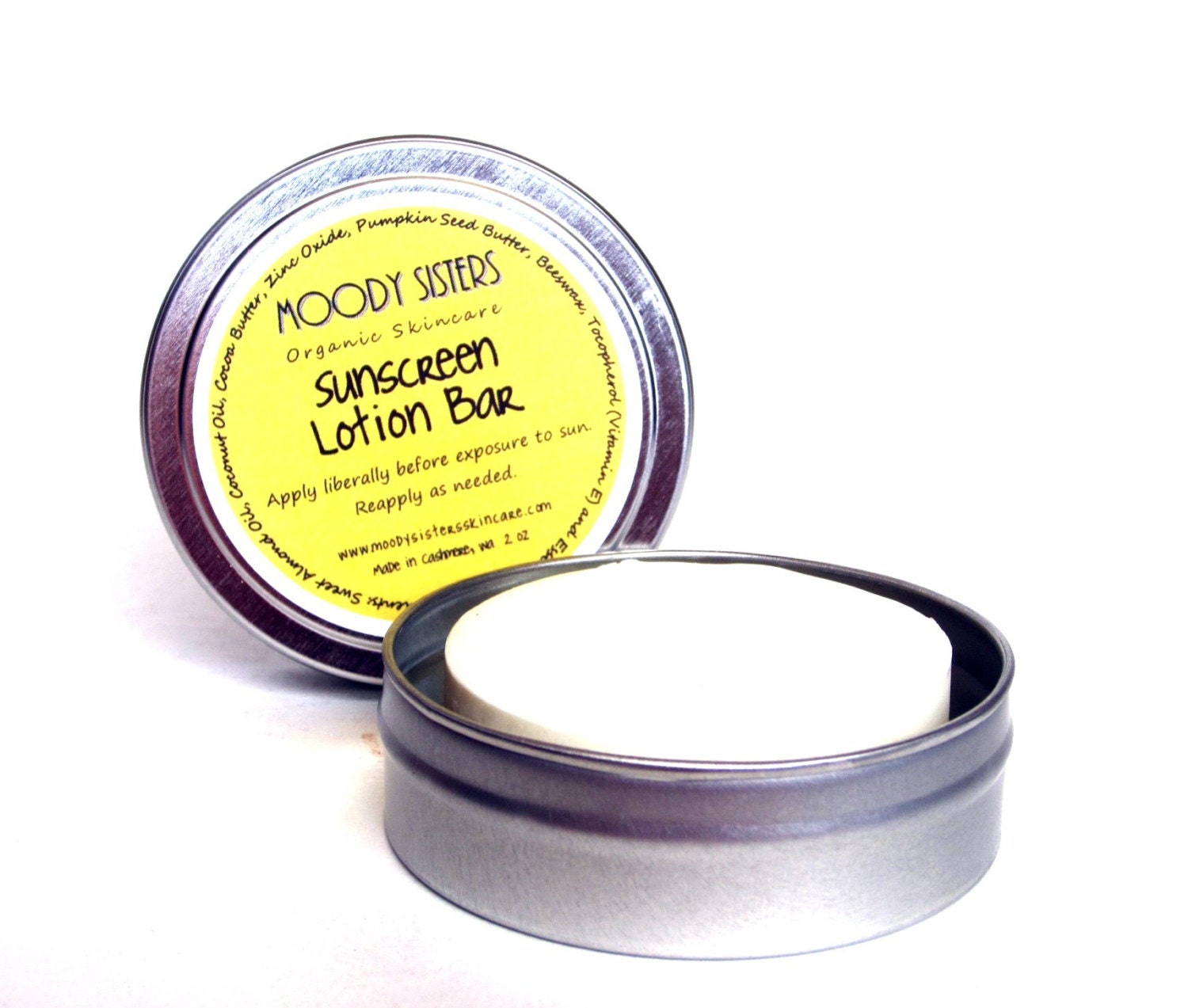 Natural Sunscreen with Zinc Oxide-- Organic Lotion Bar with sunscreen and bug repellant -- Safe for kids