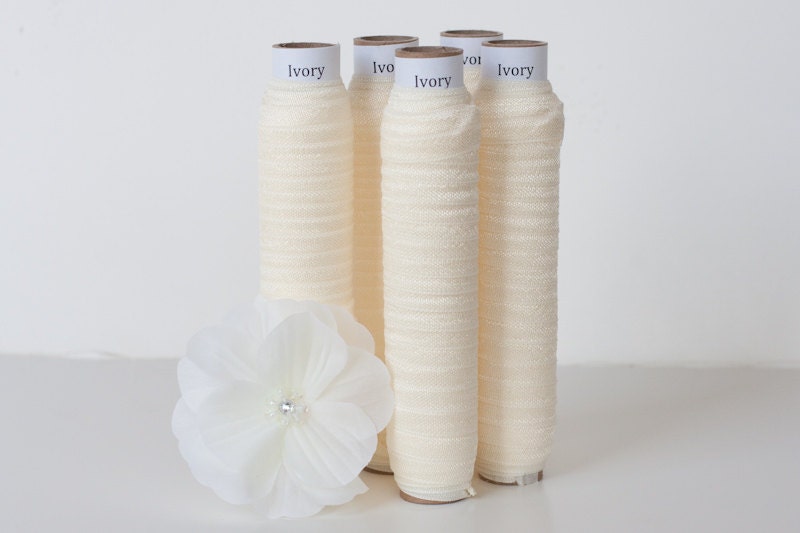 Ivory Fold Over Elastic for Baby Headbands - 5 Yards of 5/8 inch FOE