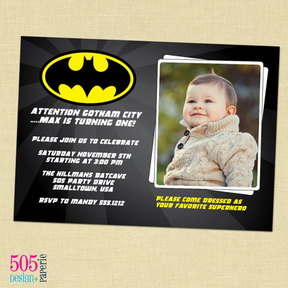 Batman Birthday Invitation - Printable Super Hero Invitation by 505 Design Paperie