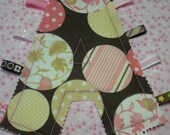 PINK & BROWN DOTS - Monogram Tag Toy - Personalized Alphabet Toy for Your Baby