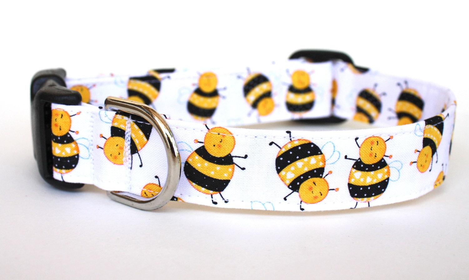 Bumble Bee Dog Collar - Sweet Bees in yellow and black, Summer honeybee dog collar