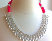 Roxy - Rhinestone Statement Necklace with Neon Pearls