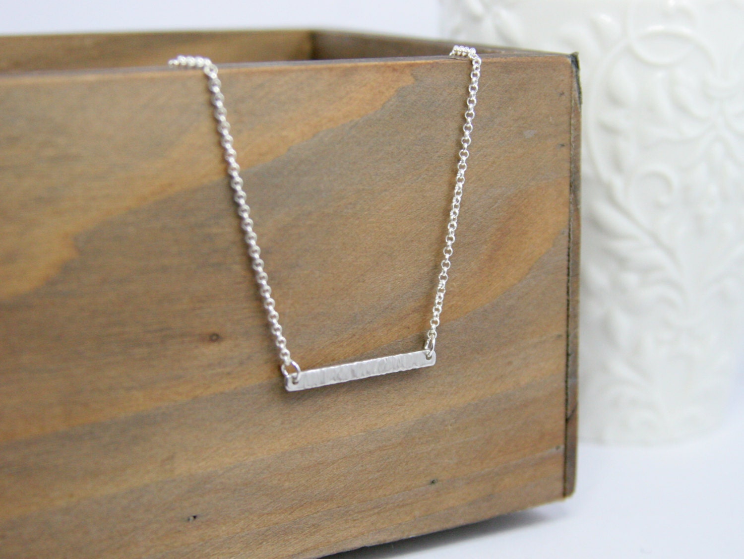 Rippling Water Sterling Silver Bar Necklace