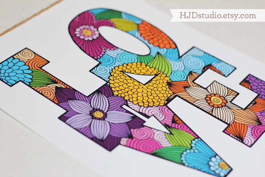 8x10 - LOVE - original version - Art print - Illustration