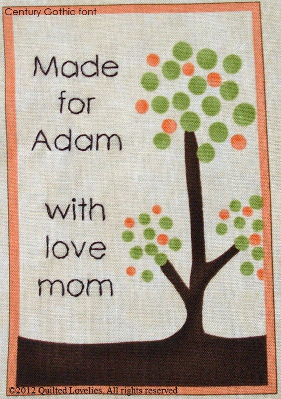 Quilt Label - Very Tall Tree, Custom Made & Hand Embroidered