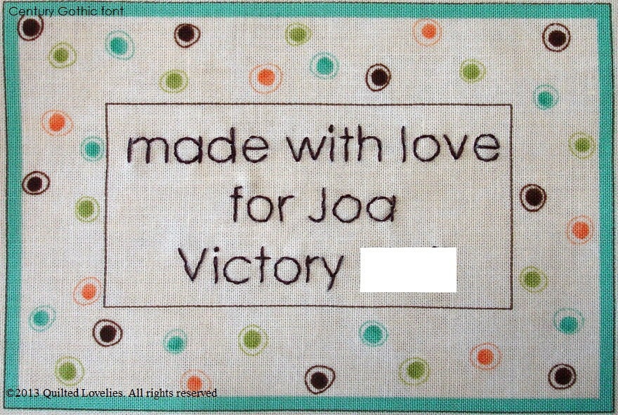 Quilt Label - Tiny Dotted Frame, Custom Made & Hand Embroidered