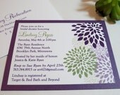 Bridal Shower Invitations / Wedding Invitations / Shimmer / Crystal / Modern Bloom / Purple and Sage
