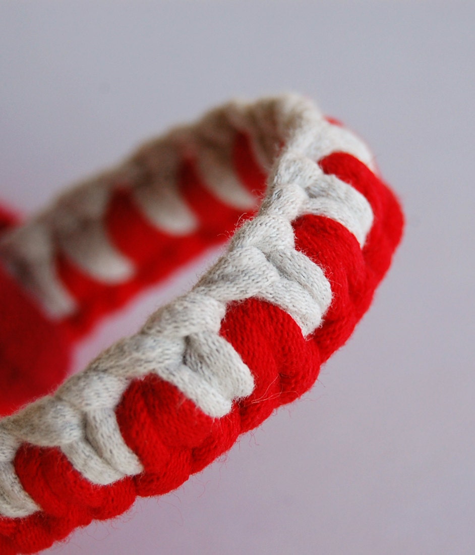 Scarlet and Gray - OSU - Braided Friendship Bracelet - Repurposed Tshirts
