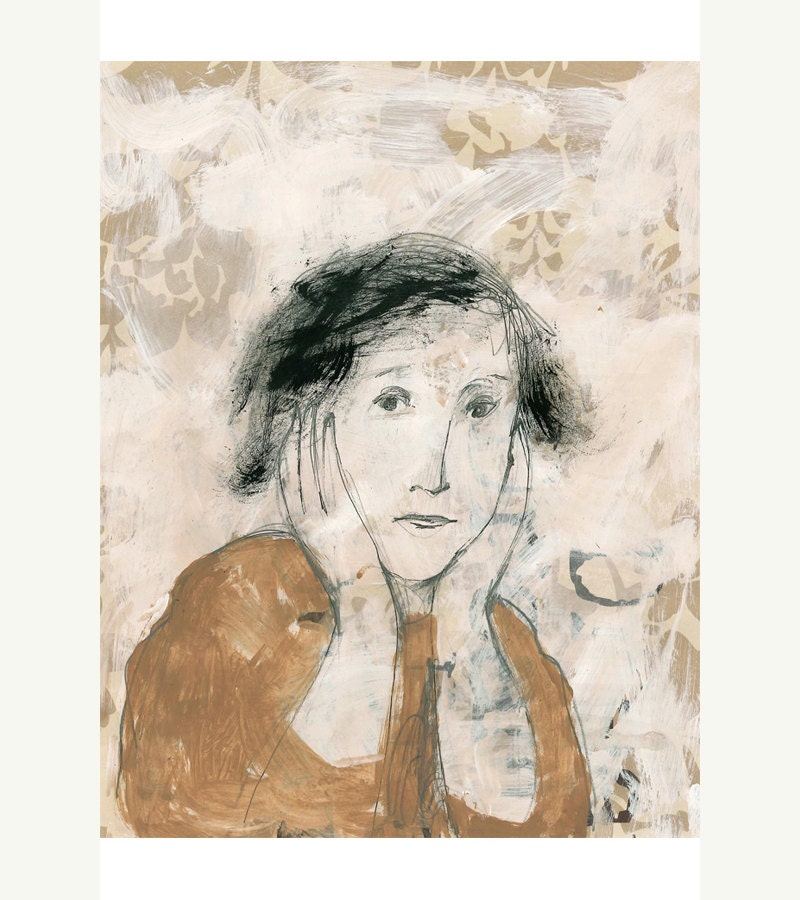 Art print, original painting portrait  ANYA figurative  8.5" x 11" paper