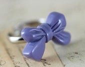 Bow Ring Purple - Silver Adjustable Ring Handmade by Inspired by Elizabeth