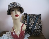 1960's Faux Leopard Hat and Shoulder Bag Set-Tags Attached-Amazing