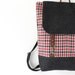 1 LEFT, Red hound navy denimwool  backpack with leather closure and 2 front pockets, featured on FRANKIE,  Design by BagyBags