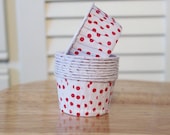 Cupcake Cups Liners Baking Cups Kids Birthday Party Baby Shower Wedding Carnival Red Polka Dots Candy Nut Paper Goods Dips Set of 20
