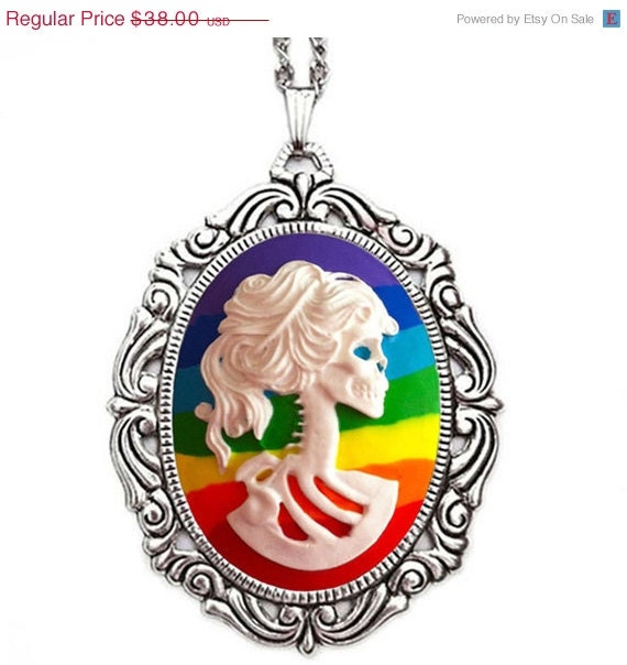 Rainbow Lolita Skeleton Cameo Necklace
