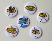 Awesome 5 set of six magnets, 2.25 in diameter, Original Teen Super-Hero Group