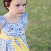 Girls Flutter Sleeve Dress in Blue/White Stripes/Lemon Yellow Sash  9-12 mo-6T