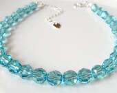 Turquoise Swarovski Crystal Ankle Bracelet Anklet - Something Blue - Beach Wedding Party - Turquoise Jewelry - Bridesmaid
