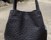 Large Black GENUINE Ostrich leather Tote Bag - Spectacular