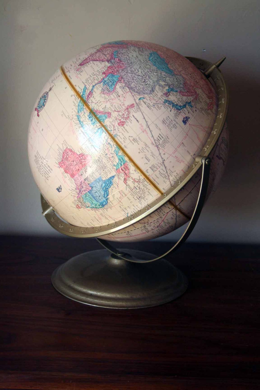 Vintage Double Axis Cram's Imperial World Globe - No 12 - George F. Cram Company, Inc. - Made in USA