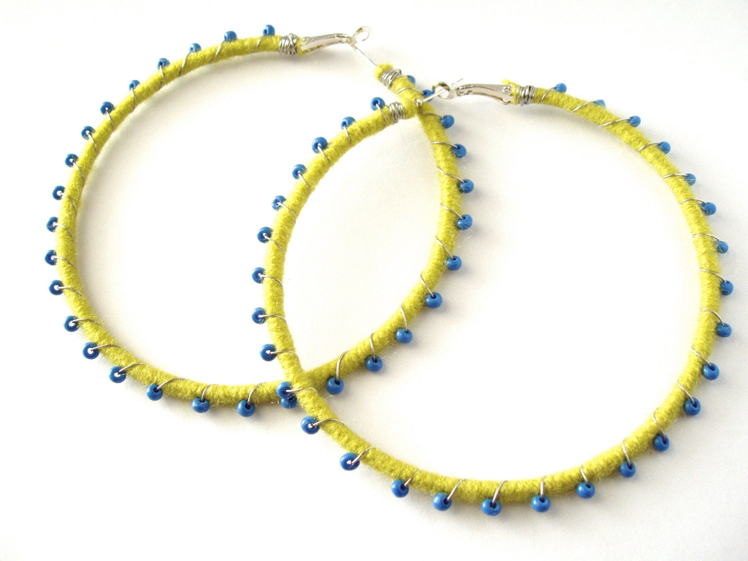 Devi Hoops - Grass and Denim Blue