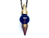 THIRD EYE smoky quartz crystal ball pendulum necklace