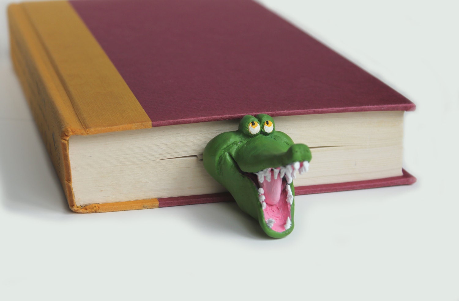 Tick Tock the Crocodile in the Book, Peter Pan Bookmark, Peter Pan Art, Birthday Gift, OOAK, Stocking Stuffer - Ready to Ship