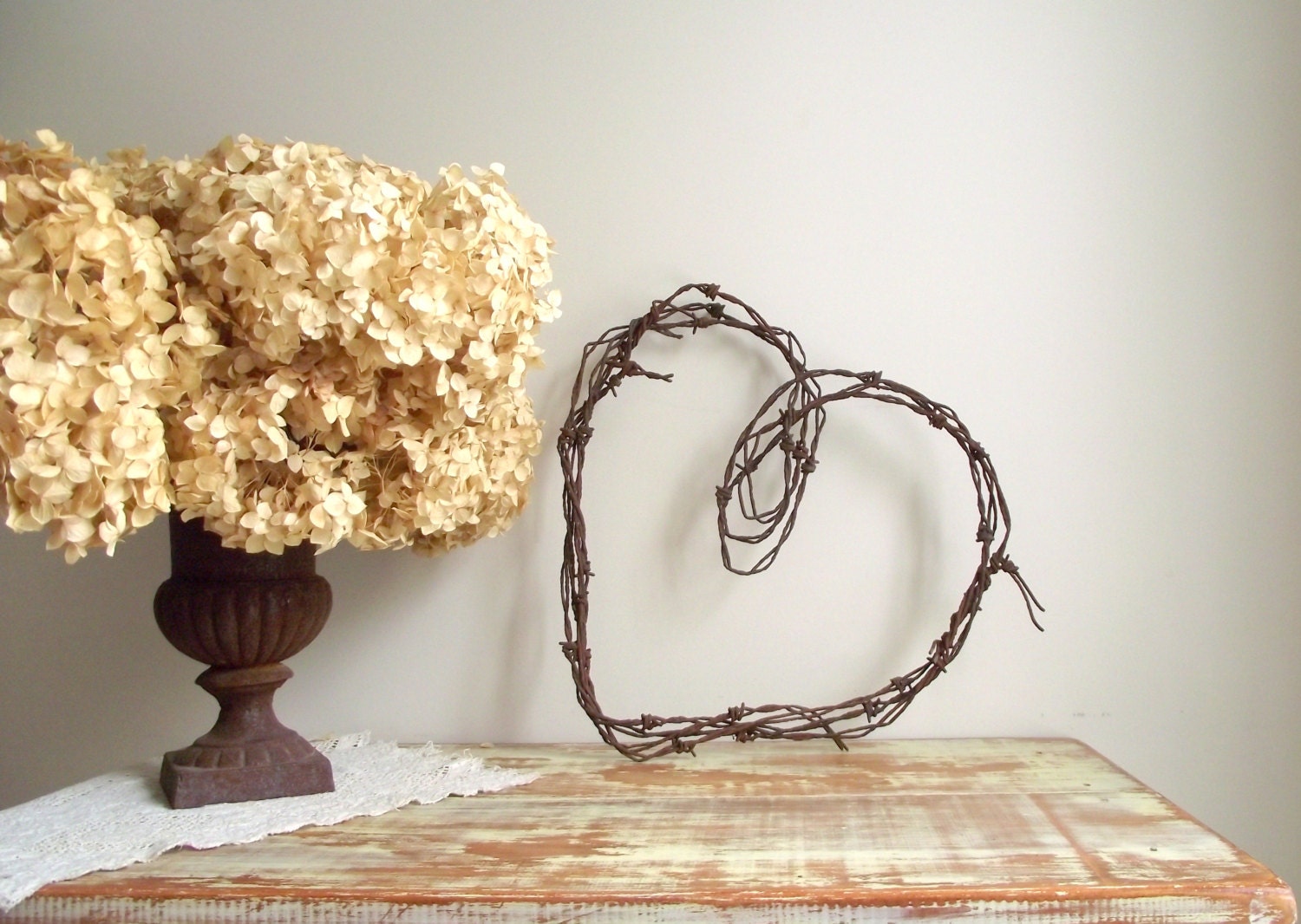 Barbed Wire Heart Wreath Antique Rustic Farmhouse Chic Industrial Decor Wedding Decor