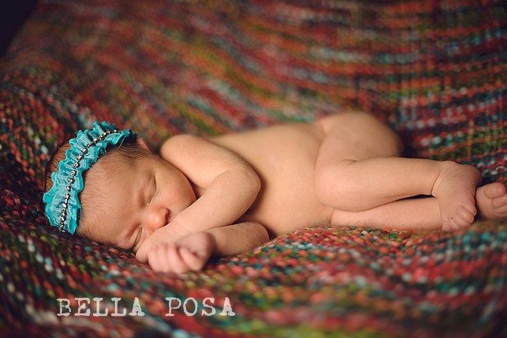 SALE-Silk and Rhinestone Newborn Headband