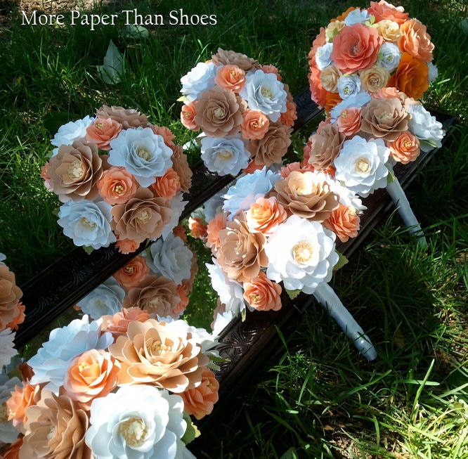 Handmade Paper Flower Wedding Bouquet - Small - Bride or Bridesmaid - Custom Made - Any Color