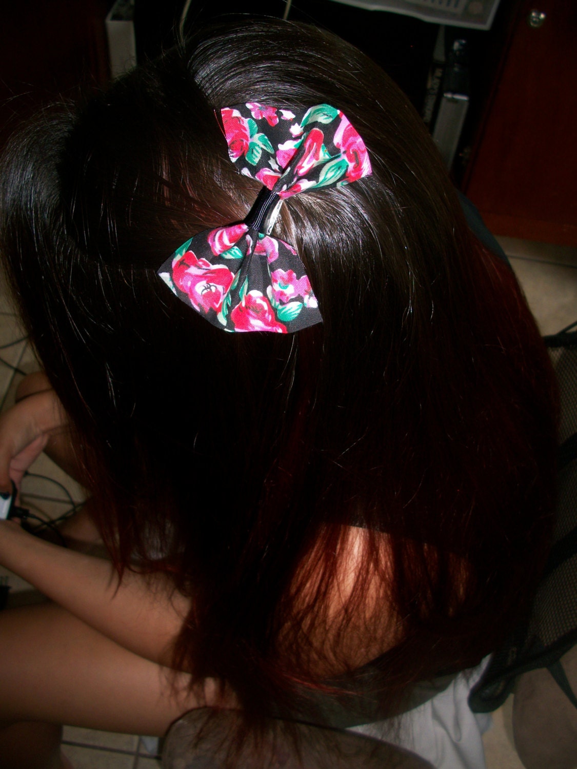 Black and Red Flower Bow