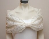 Ivory Lace Bow Shrug Bridal Lace Capelet Bridal Stole Bridesmaid Wrap CUSTOM MADE