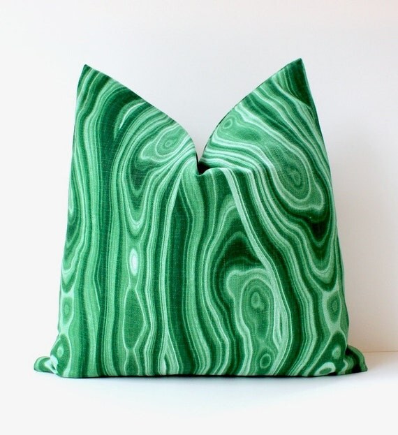 Malachite modern Designer Pillow Cover 18 Accent Cushion Emerald green grass leaf earthy rocks gemstones organic st.patricks day