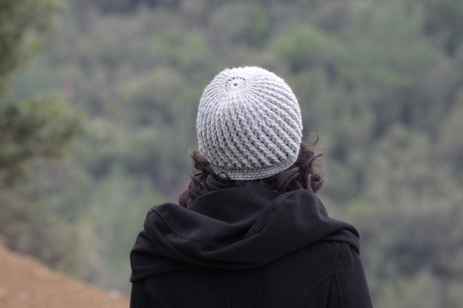 Winter Crochet Hat for Women, Grey fashion Adult Beanie, Super Soft lightweight