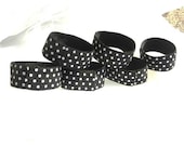 Polka Dot Black White Napkin Ring Food Tent