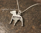 Custom Hand Stamped Pit Bull Necklace with Stamped PitBull Charm