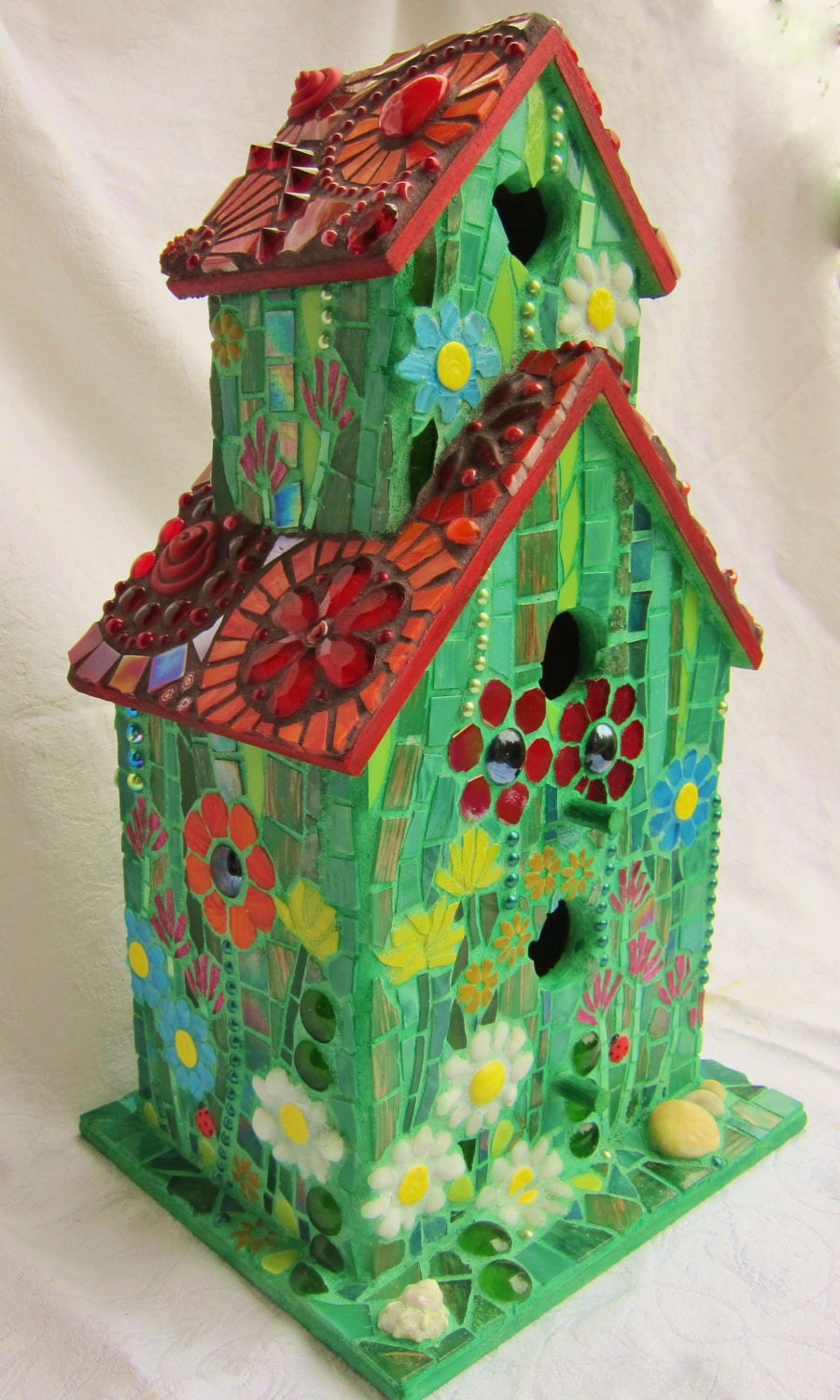 Birds' Love Nest - Mosaic Birdhouse