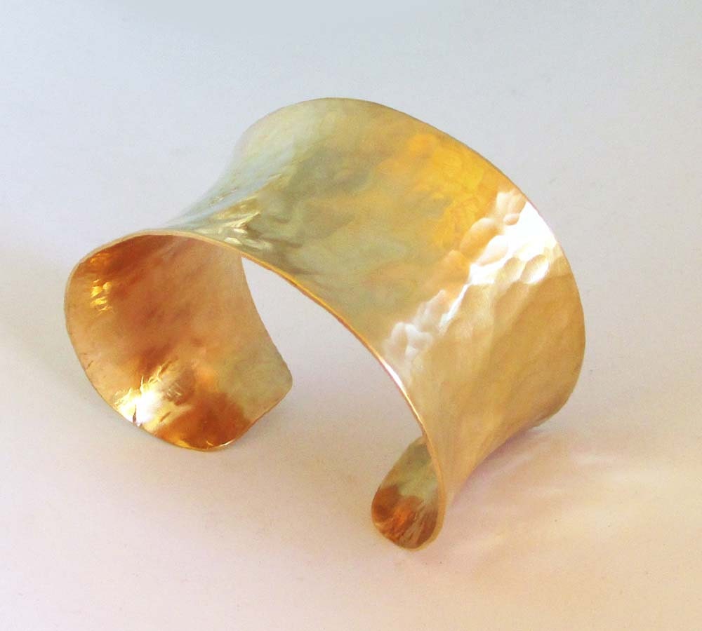 Gold Cuff Bracelet Modern Jewelry Hammered Brass Cuff