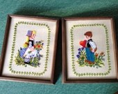 Little Dutch boy and girl crewel work