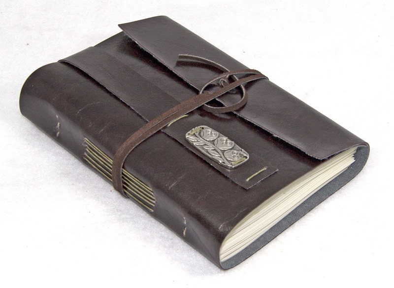 Dark Brown Vegan Faux Leather Journal with Bookmark