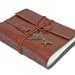Light Brown Vegan Faux Leather Journal with Winged Clock Key Bookmark