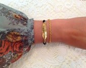 Gold &  Black Feather Bracelet