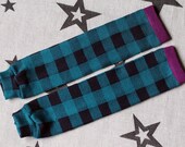 Baby Leg Warmers - Teal and Navy Plaid legwarmers, baby legs, baby boy girl gender neutral, baby shower gift, arm warmers, leggings