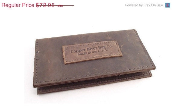 SALE Leather iPhone CheckBook Wallet  - Brown - Thick Full Grain Leather - American Made - Free Shipping
