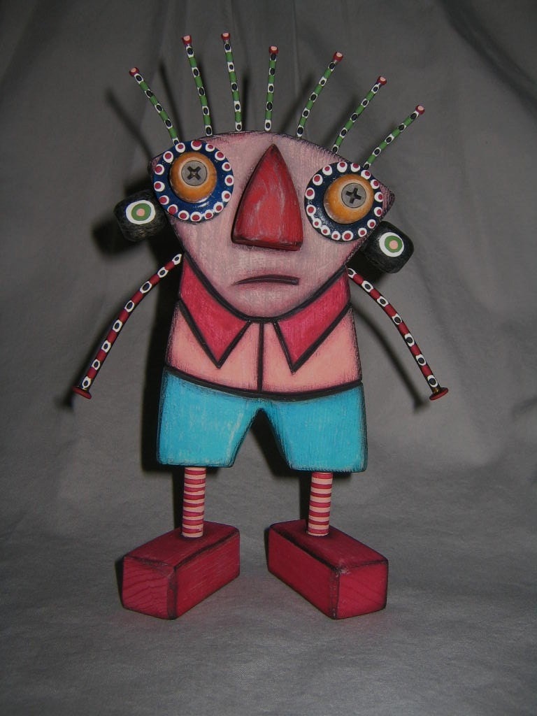 Shelf Life 2, Original Found Object Sculpture, Wood Carving, by Fig Jam Studio