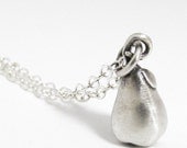 Pear Necklace - Brushed Sterling Silver Charm Jewellery