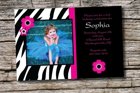 ZEBRA CHIC Birthday Girl Invitation - You Print Il_570xn
