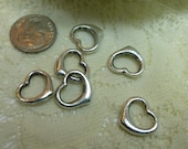 6- Tibetan Silver Floating Heart Charms Pendants Dangles Embellishments