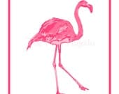 Palm Beach Chic Coral Flamingo Facing Right Giclee 11x14