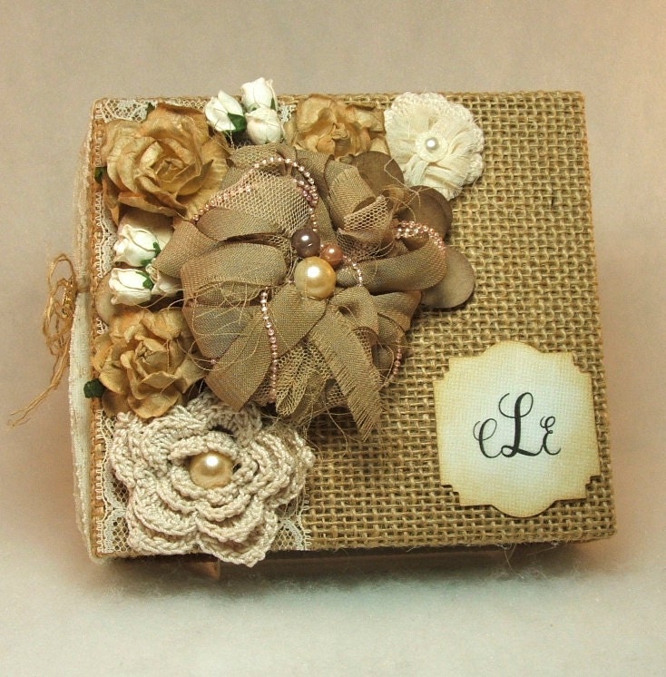Rustic Burlap Wedding  Album,  Custom Wedding Scrapbook, Anniversary Album