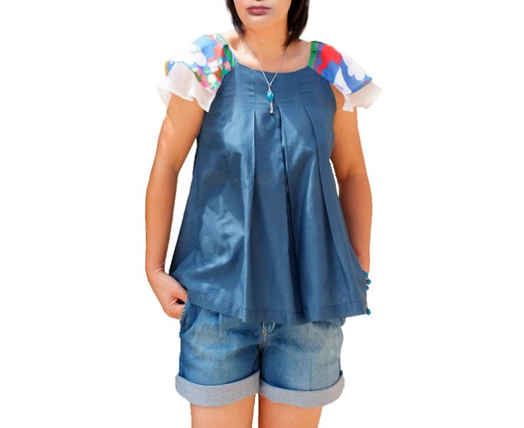 women wrap tops/women cotton shirts/little cute blou/summer short shirtsses/holiday dresses